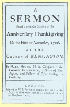 [Gutenberg 61990] • A Sermon Preach'd upon the Occasion of the Anniversary Thanksgiving of the Fifth of November, 1706 / at the Church of Kensington